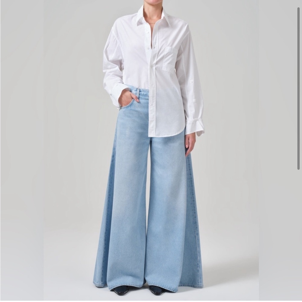 NWT Citizens of Humanity Denim Jeans Amari Ultra Light Wash Wide Leg 25 fit 26​ - Picture 2 of 5